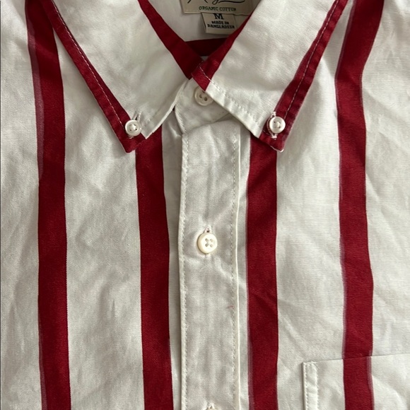 J. Crew Red & White Striped 100% Organic Cotton Casual Button Down Oxford Shirt - Picture 3 of 7